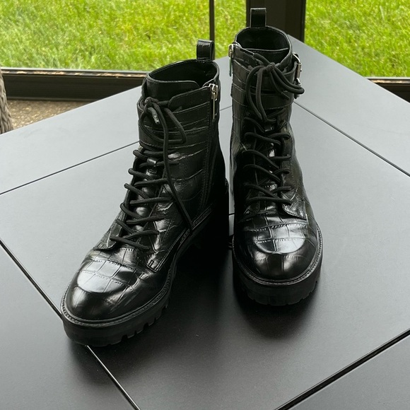 Marc Fisher Lug Sole Black Boots - Picture 1 of 5